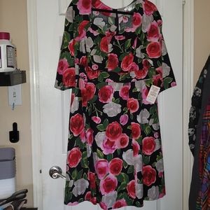 Red pink white floral dress